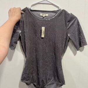 Madewell Velvet Gray Bodysuit